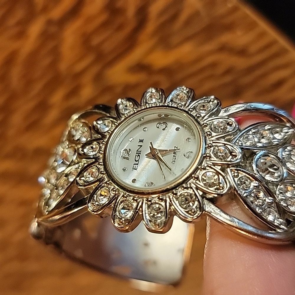 Elgin II Rhinestone Cuff Watch - Picture 9 of 9